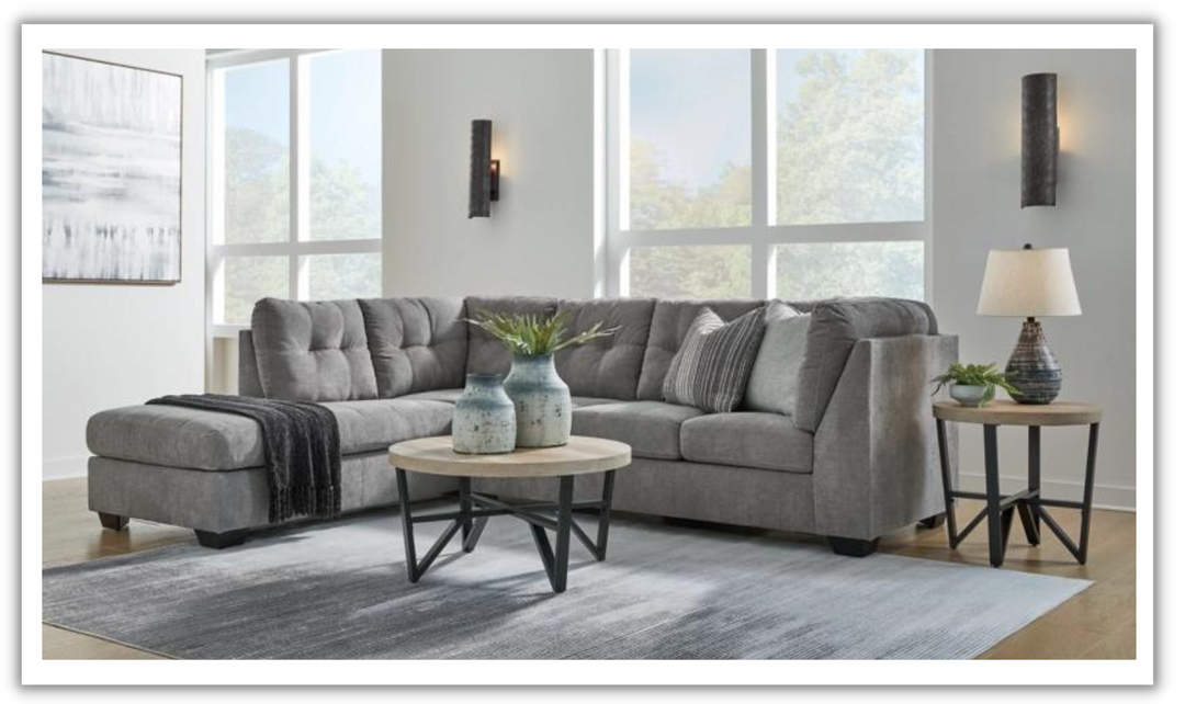Marleton 2-Piece Tufted Fabric Sectional with Chaise