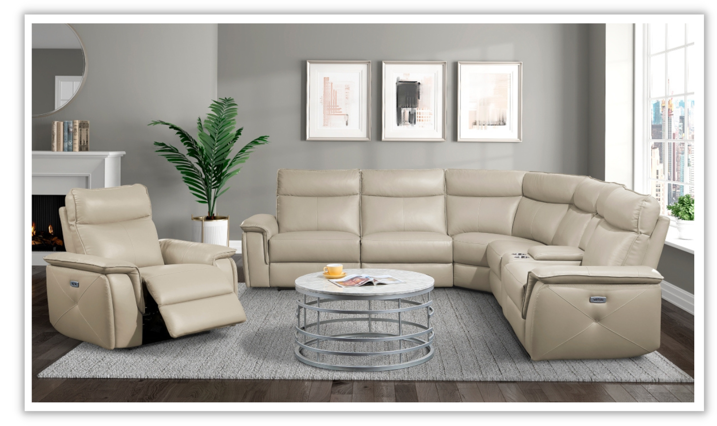 Home Elegance Maroni Leather Power Reclining Chair with USB Port