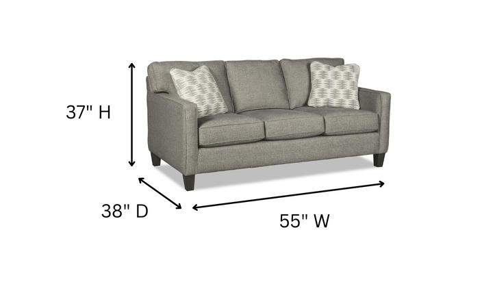 Melbourne Loveseat Fabric Sofa in Gray with Pillows-jennifer furniture