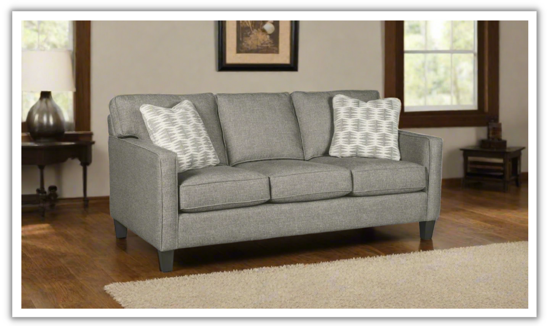 Melbourne Loveseat Fabric Sofa in Gray with Pillows-jennifer furniture
