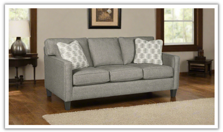 Melbourne Loveseat Fabric Sofa in Gray with Pillows-jennifer furniture