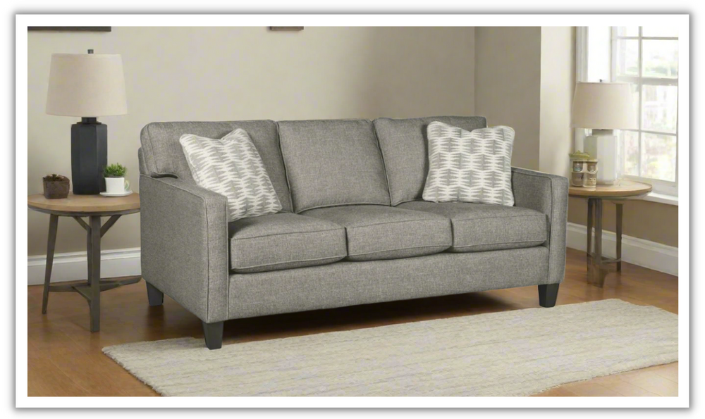 Melbourne Loveseat Fabric Sofa in Gray with Pillows-jennifer furniture