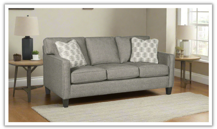 Melbourne Loveseat Fabric Sofa in Gray with Pillows-jennifer furniture