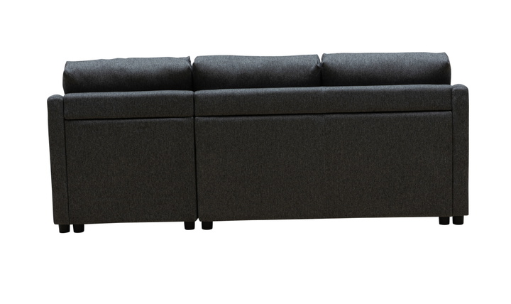 Merax Leather L-Shape Full Sleeper Sectional Sofa with Reversible Storage Chaise