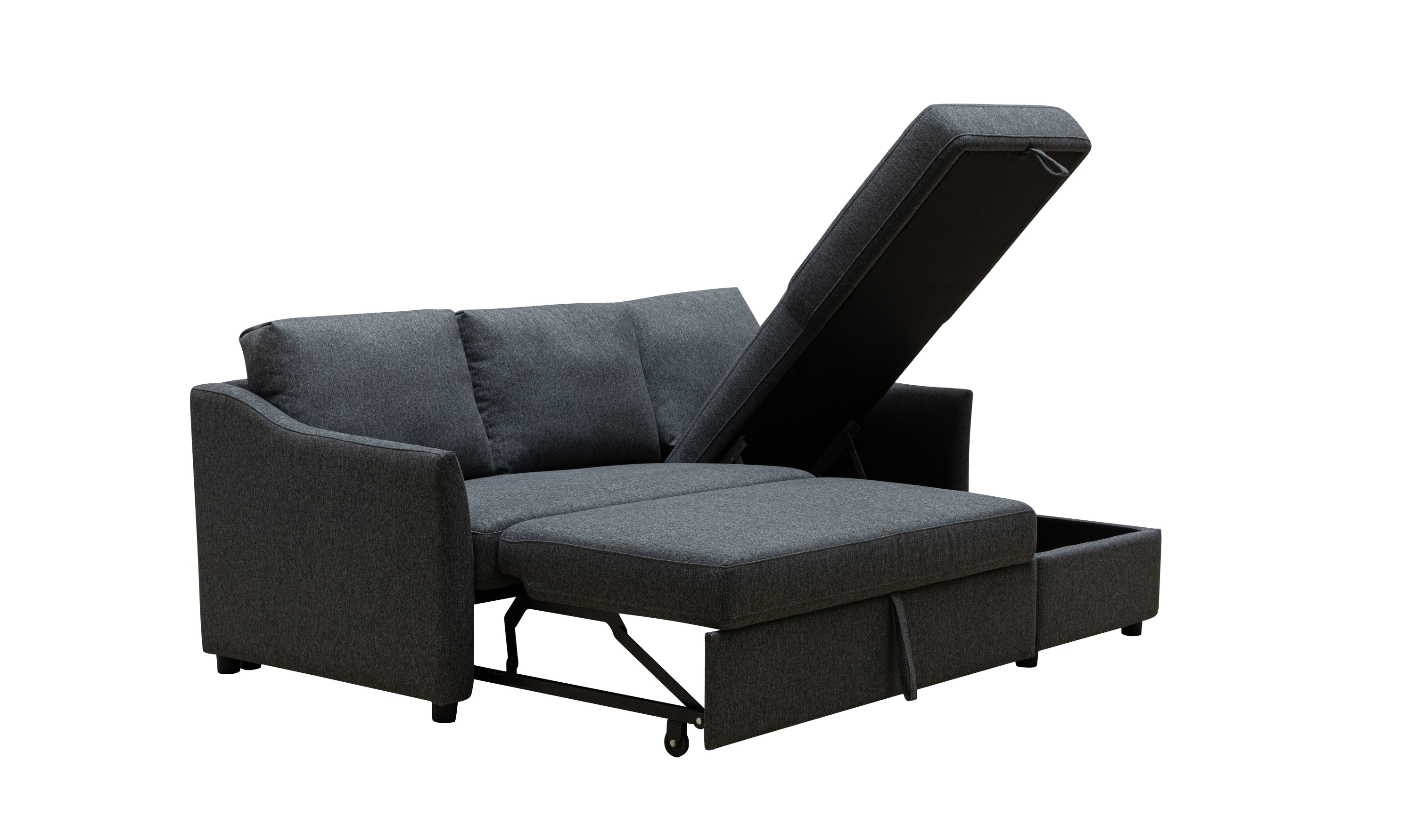 Merax Fabric L-Shape Full Sleeper Sectional Sofa with Reversible Storage Chaise