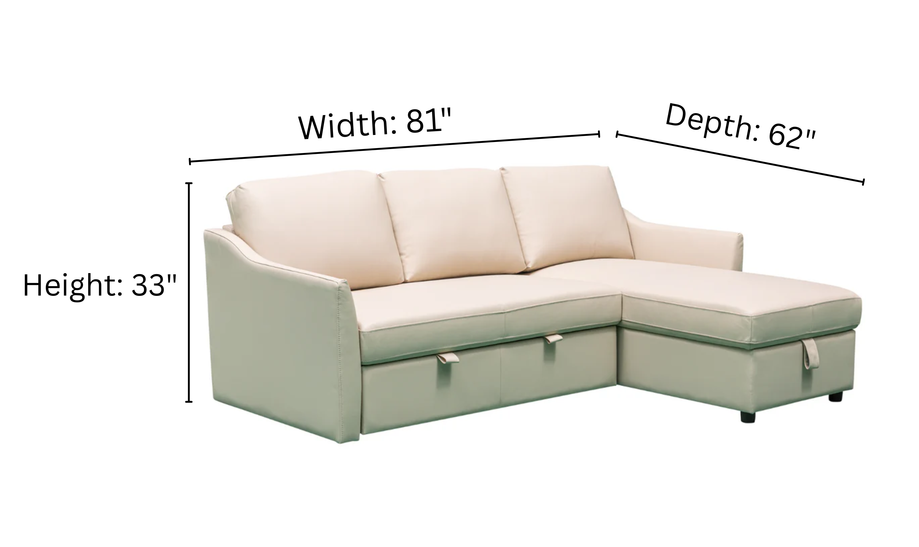 Klaussner Merax Fabric L-Shape Full Sleeper Sectional Sofa with Reversible Storage Chaise