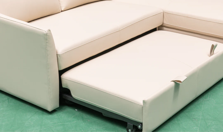 Merax Fabric L-Shape Full Sleeper Sectional Sofa with Reversible Storage Chaise