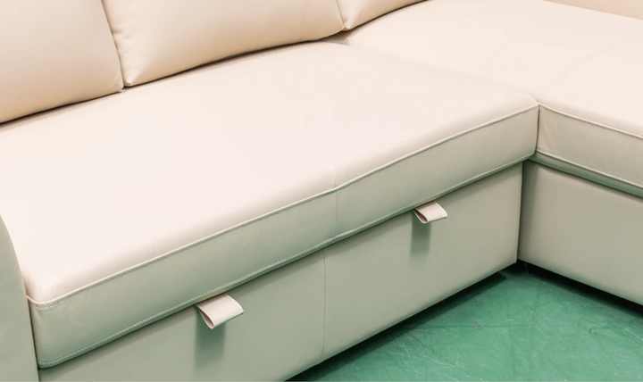 Merax Fabric L-Shape Full Sleeper Sectional Sofa with Reversible Storage Chaise