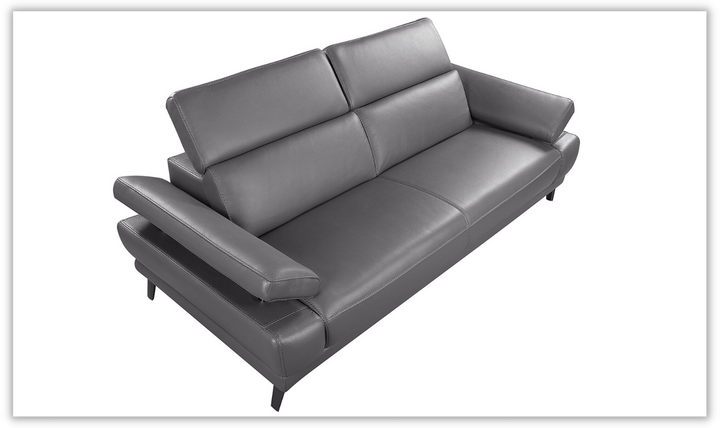 Mercer Stationary Leather Sofa With Adjustable Headrest