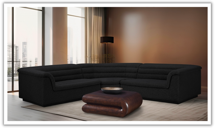 Meridian Cascade Boucle Fabric Upholstered 3pc. Modular Sectional