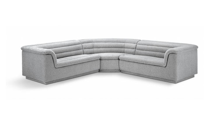 Meridian Cascade Boucle Fabric Upholstered 3pc. Modular Sectional
