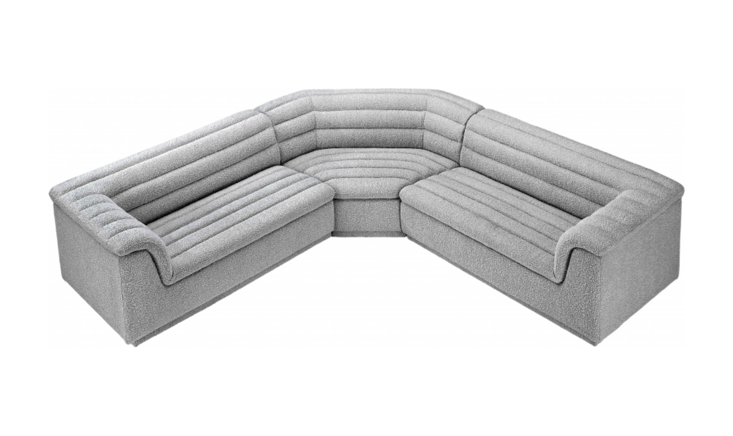 Meridian Cascade Boucle Fabric Upholstered 3pc. Modular Sectional