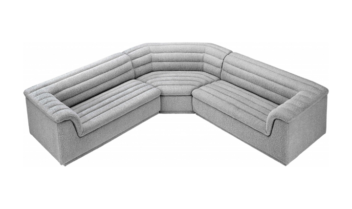 Meridian Cascade Boucle Fabric Upholstered 3pc. Modular Sectional