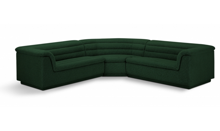 Meridian Cascade Boucle Fabric Upholstered 3pc. Modular Sectional