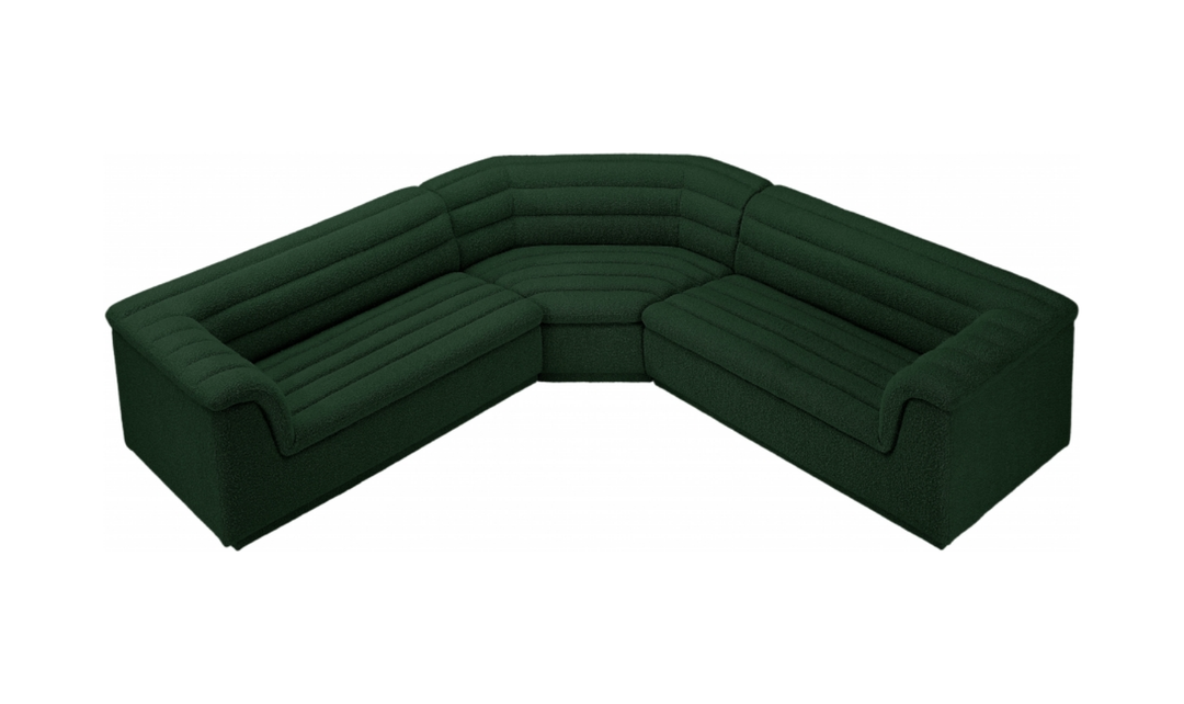 Meridian Cascade Boucle Fabric Upholstered 3pc. Modular Sectional