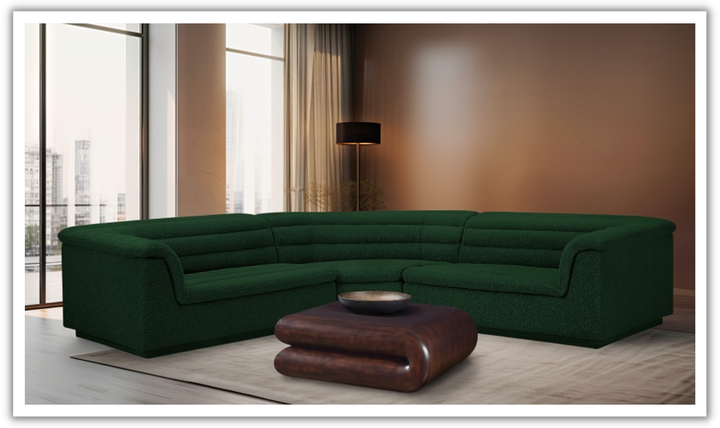 Meridian Cascade Boucle Fabric Upholstered 3pc. Modular Sectional