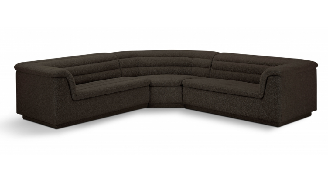 Meridian Cascade Boucle Fabric Upholstered 3pc. Modular Sectional