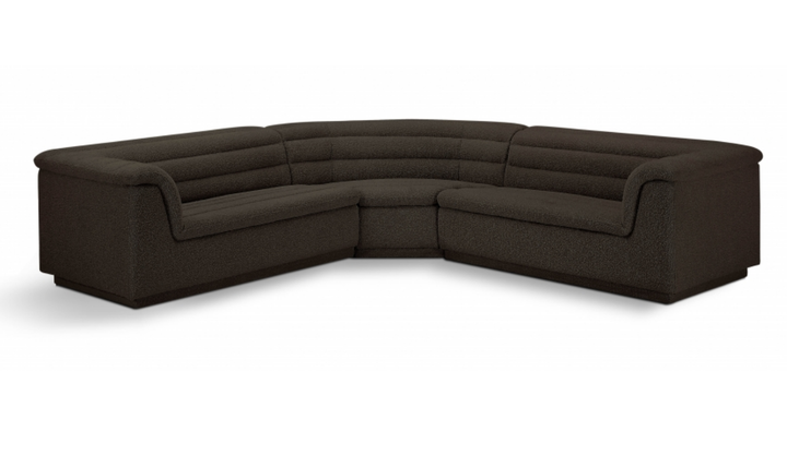 Meridian Cascade Boucle Fabric Upholstered 3pc. Modular Sectional