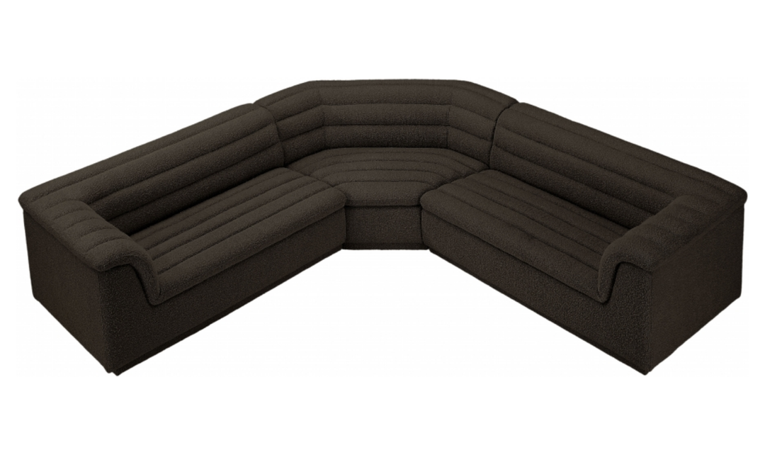 Meridian Cascade Boucle Fabric Upholstered 3pc. Modular Sectional