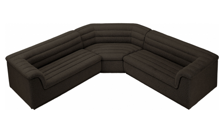 Meridian Cascade Boucle Fabric Upholstered 3pc. Modular Sectional