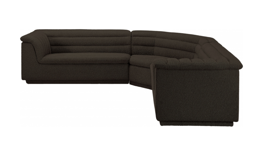 Meridian Cascade Boucle Fabric Upholstered 3pc. Modular Sectional