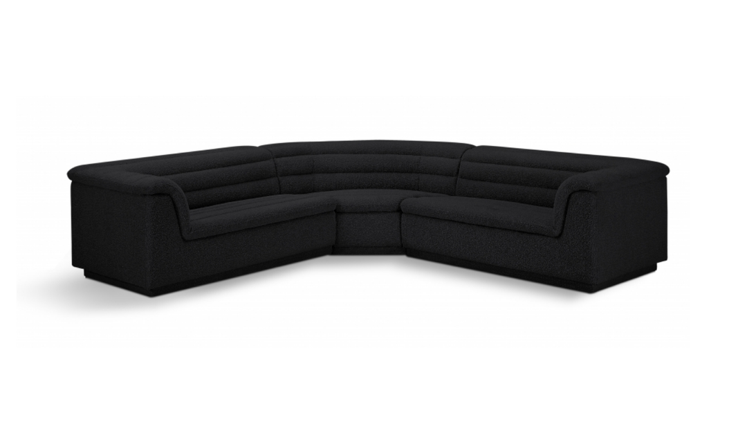 Meridian Cascade Boucle Fabric Upholstered 3pc. Modular Sectional