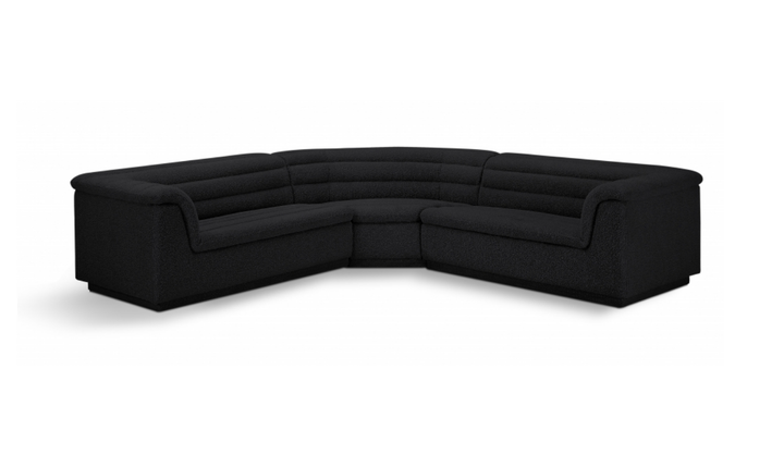 Meridian Cascade Boucle Fabric Upholstered 3pc. Modular Sectional