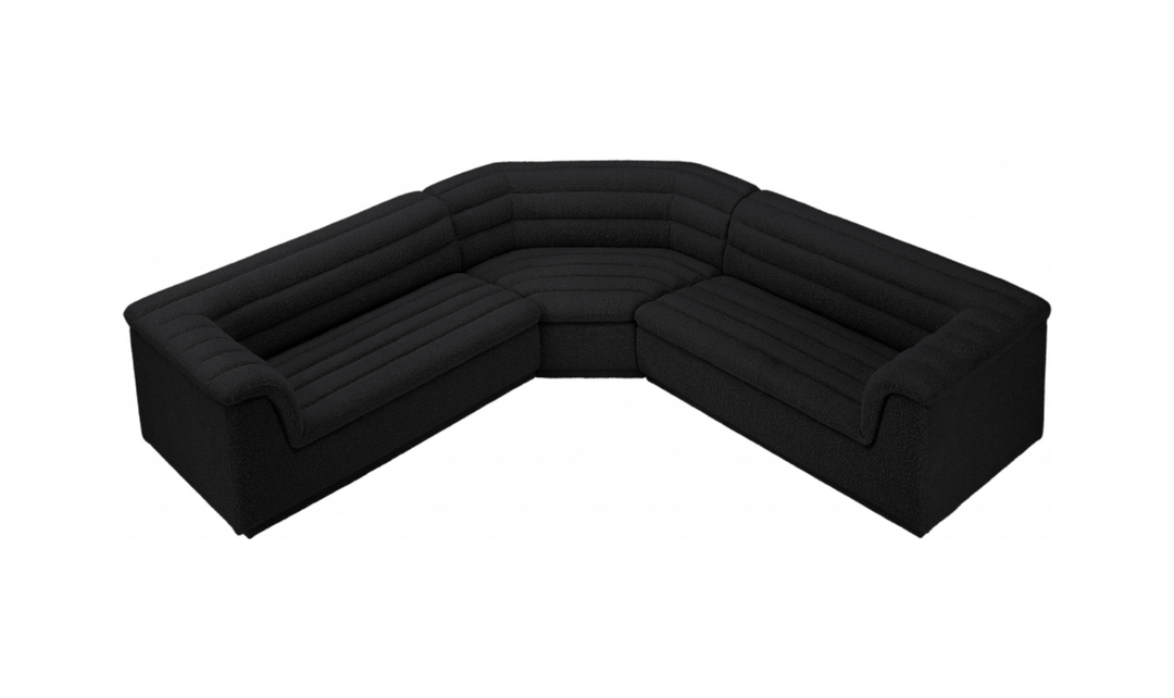 Meridian Cascade Boucle Fabric Upholstered 3pc. Modular Sectional