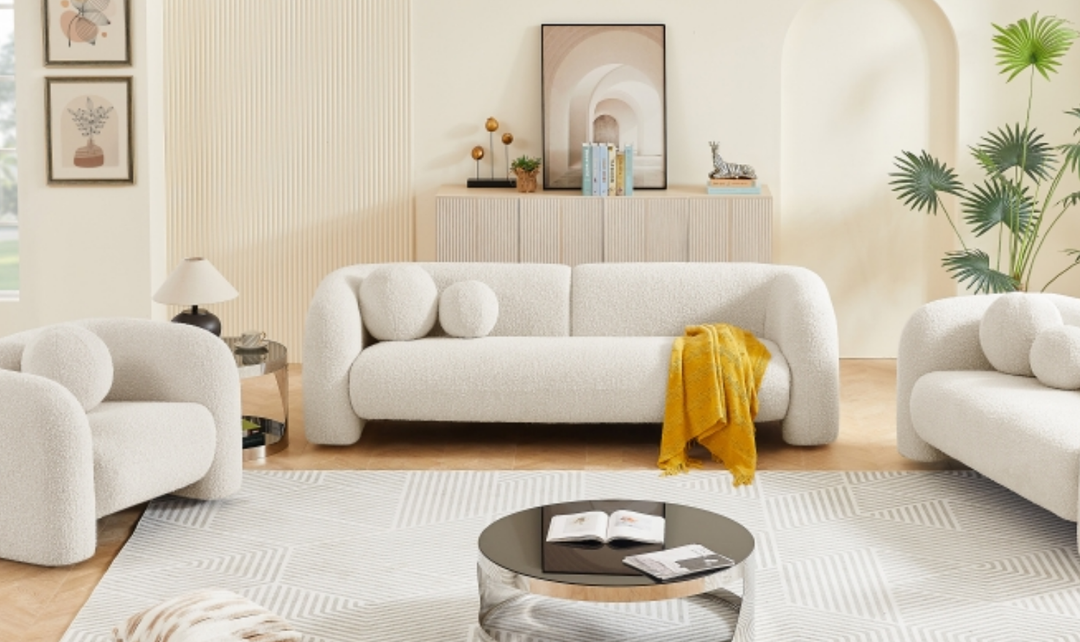 Meridian Emory Boucle Fabric Upholstered Loveseat