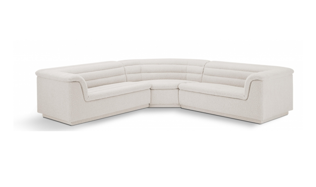 Meridian Cascade Boucle Fabric Upholstered 3pc. Modular Sectional