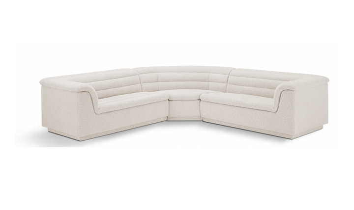 Meridian Cascade Boucle Fabric Upholstered 3pc. Modular Sectional