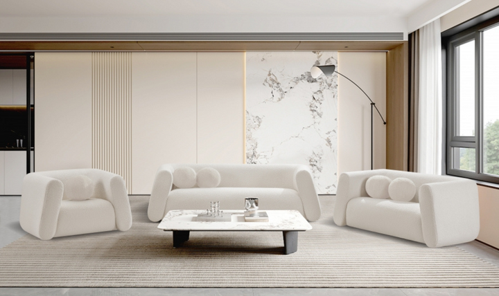 Meridian Furniture Abbington Boucle Fabric Sofa With Four Color Options