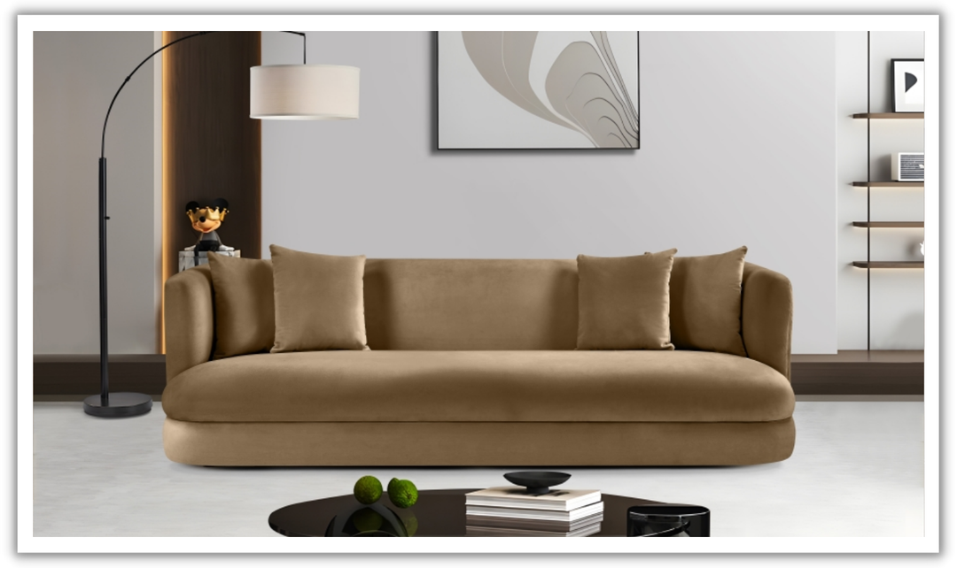 Meridian Furniture Alder 3-Seater Velvet Upholstered Sofa-Jennifer Furniture