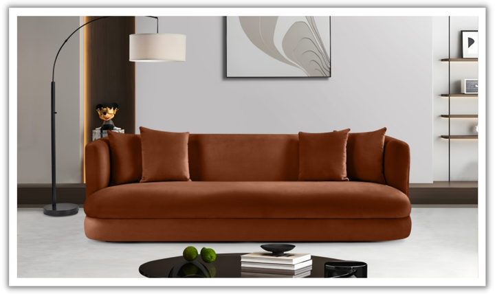 Meridian Furniture Alder 3-Seater Velvet Upholstered Sofa-Jennifer Furniture