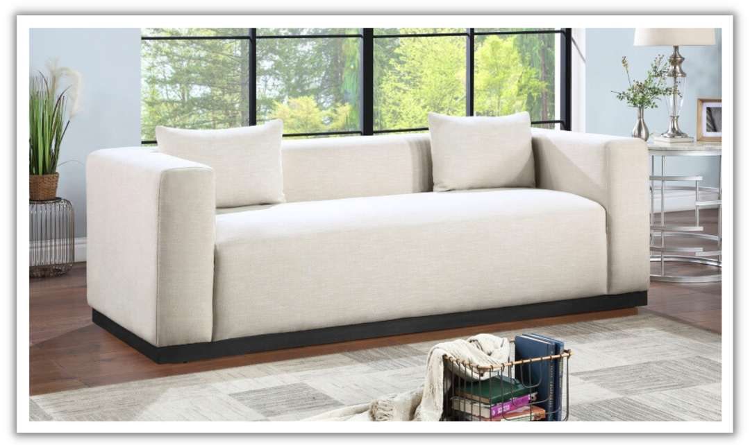 Meridian Furniture Alfie 3-Seater Linen Textured Fabric Upholstered Sofa-jennifer furniture