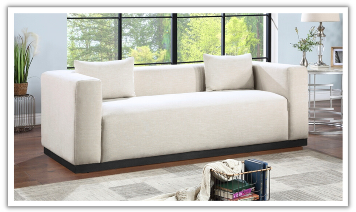 Meridian Furniture Alfie 3-Seater Linen Textured Fabric Upholstered Sofa-jennifer furniture