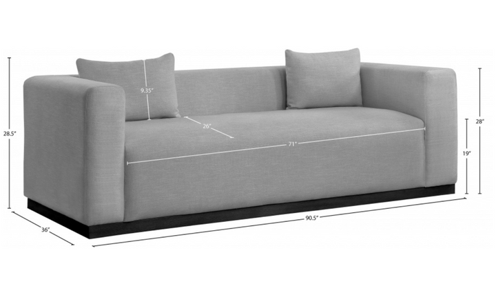 Meridian Furniture Alfie 3-Seater Linen Textured Fabric Upholstered Sofa-jennifer furniture