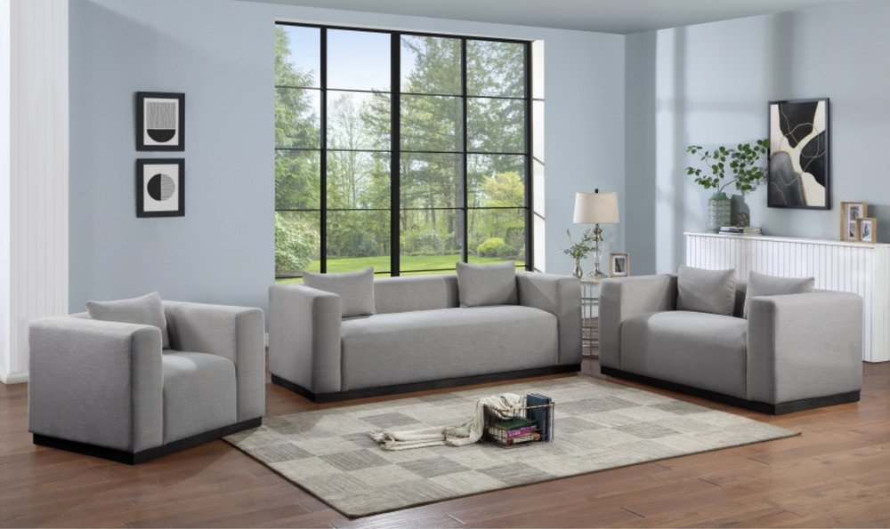 Meridian Furniture Alfie 3-Seater Linen Textured Fabric Upholstered Sofa-jennifer furniture