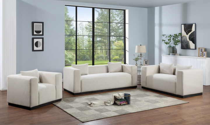 Meridian Furniture Alfie 3-Seater Linen Textured Fabric Upholstered Sofa-jennifer furniture