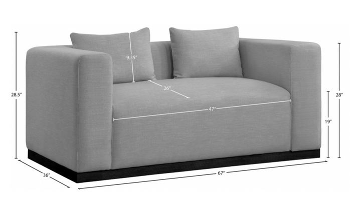Meridian Furniture Alfie Linen Textured Fabric Loveseat