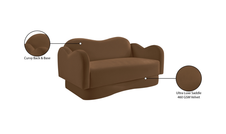 Meridian Furniture Bloom Velvet Upholstered Loveseat Sofa