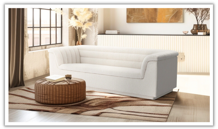 Meridian Furniture Cascade Boucle Fabric Upholstered Sofa-jennifer furniture