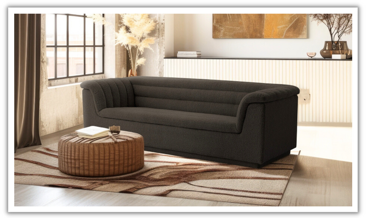 Meridian Furniture Cascade Boucle Fabric Upholstered Sofa-jennifer furniture
