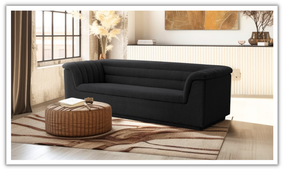 Meridian Furniture Cascade Boucle Fabric Upholstered Sofa-jennifer furniture
