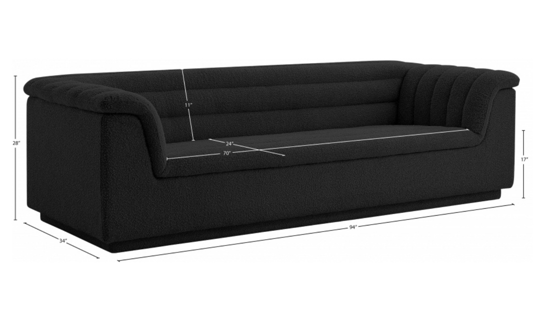 Meridian Furniture Cascade Boucle Fabric Upholstered Sofa-jennifer furniture