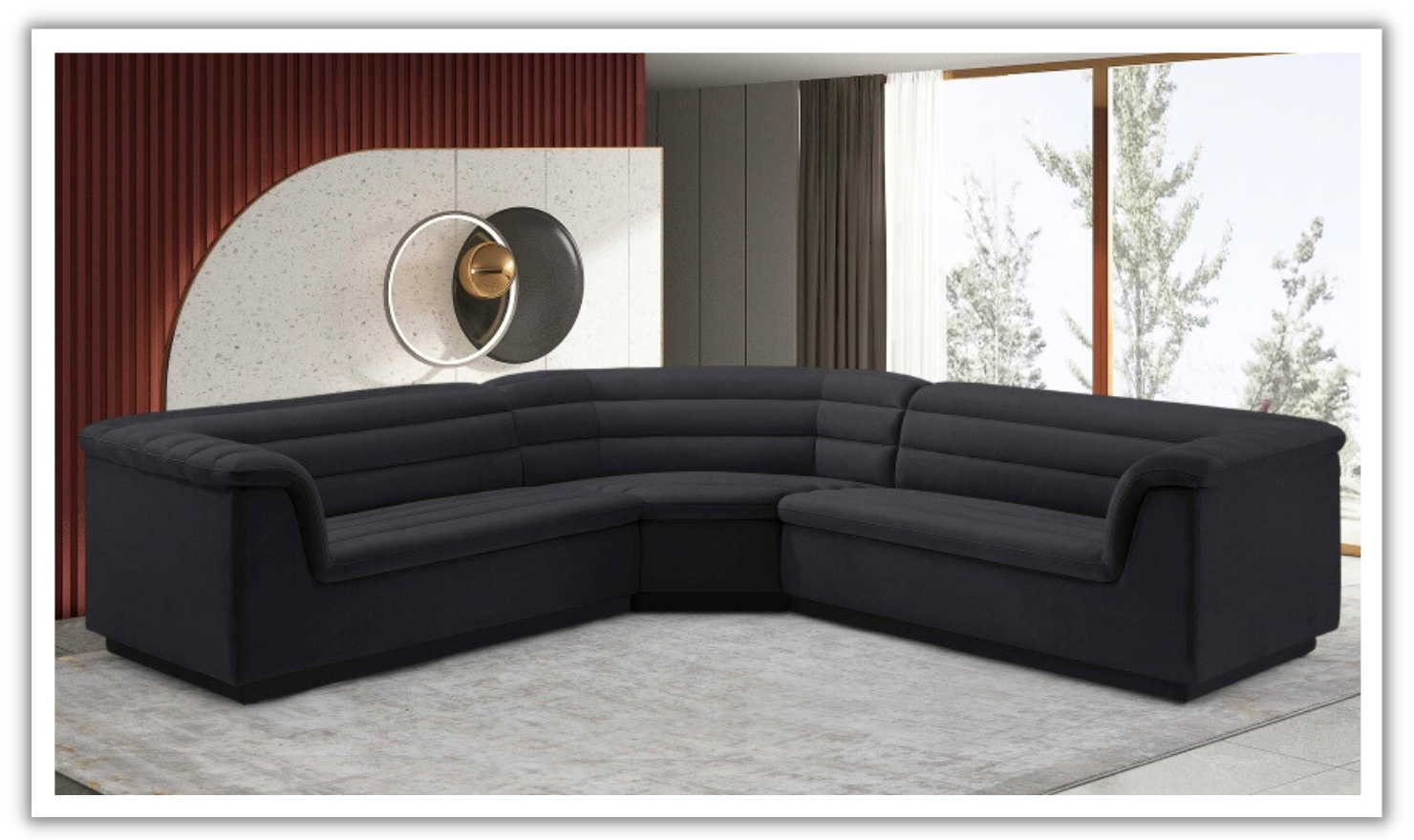 Meridian Furniture Cascade Velvet Upholstered Modular Sectional Sofa