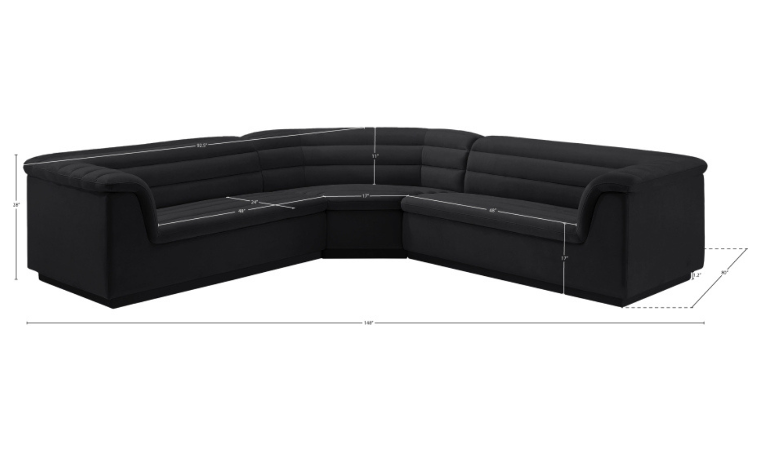 Meridian Furniture Cascade Velvet Upholstered Modular Sectional Sofa