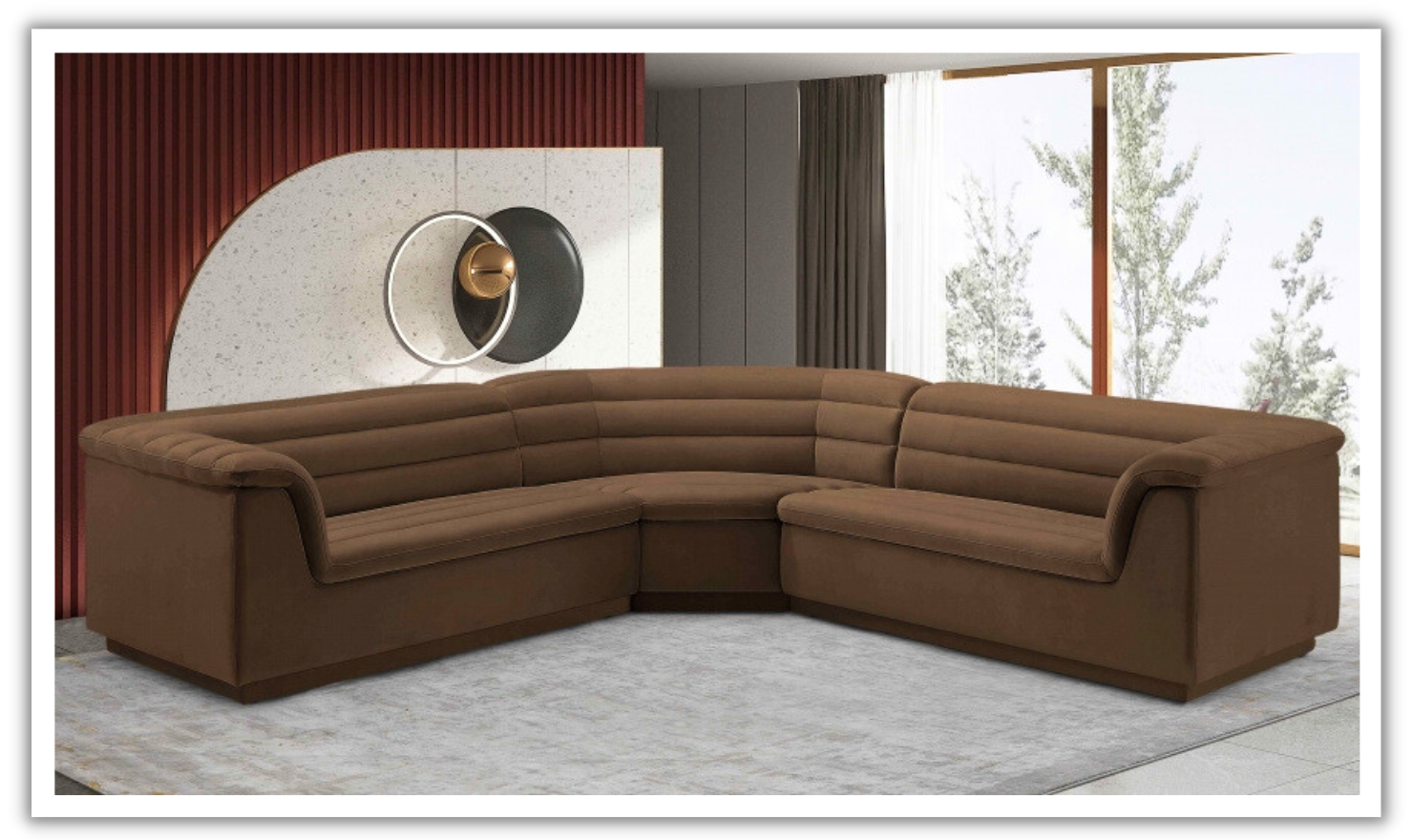 Meridian Furniture Cascade Velvet Upholstered Modular Sectional Sofa