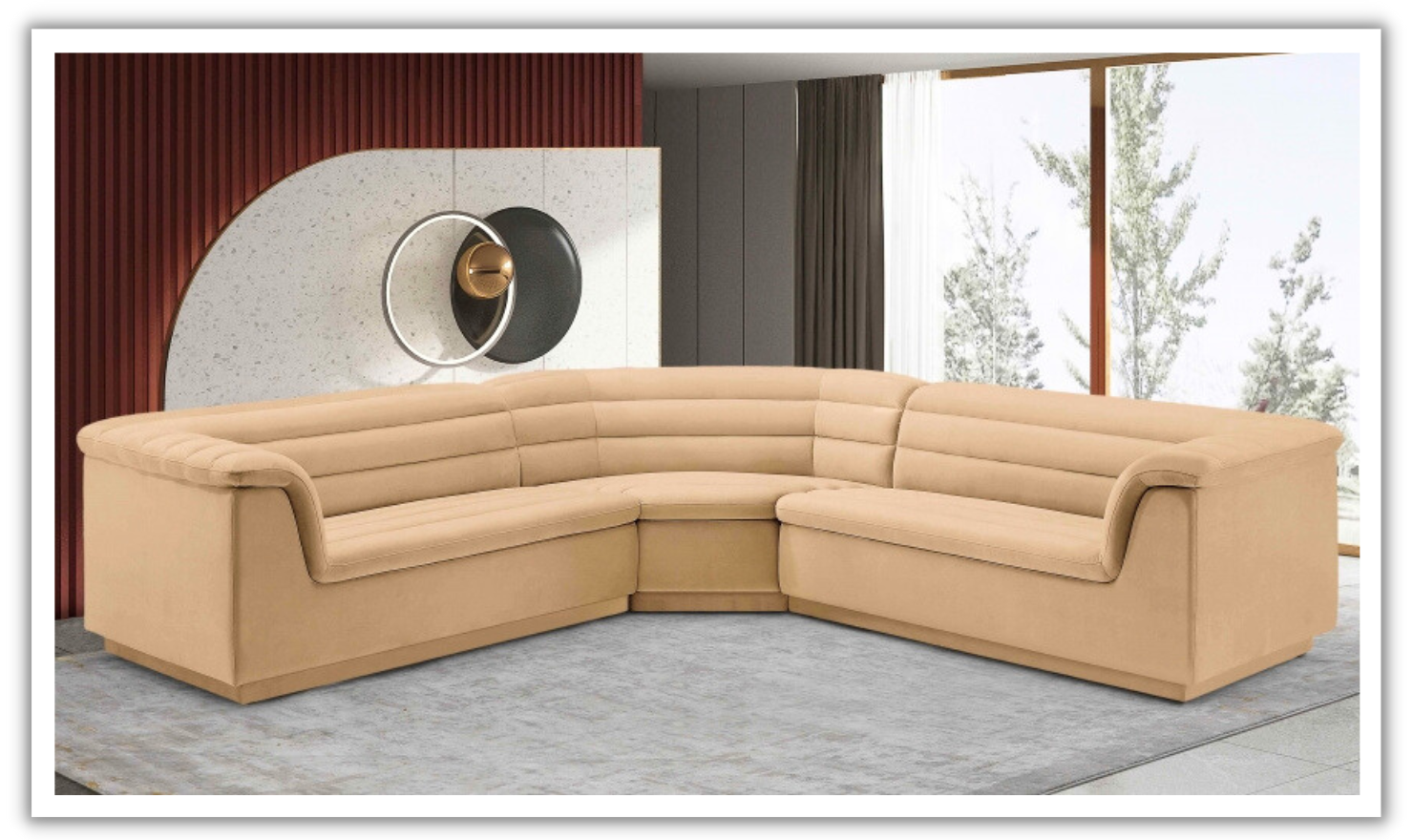 Meridian Furniture Cascade Velvet Upholstered Modular Sectional Sofa