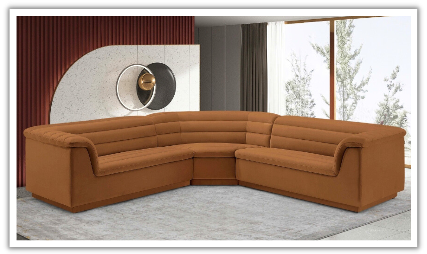 Meridian Furniture Cascade Velvet Upholstered Modular Sectional Sofa